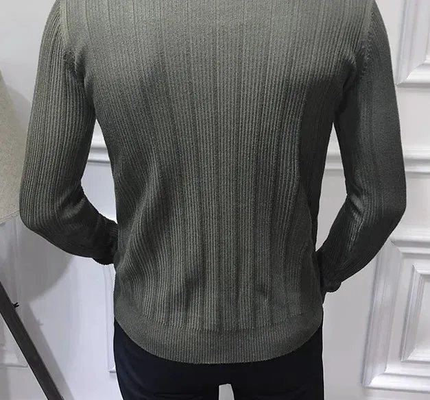 Luexco Mens Mock Neck Long Sleeve Ribbed Shirt