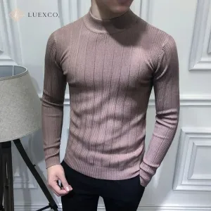 Luexco Mens Mock Neck Long Sleeve Ribbed Shirt