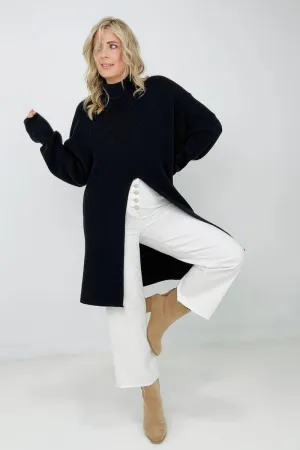 Mara Mockneck Front Slit Sweater