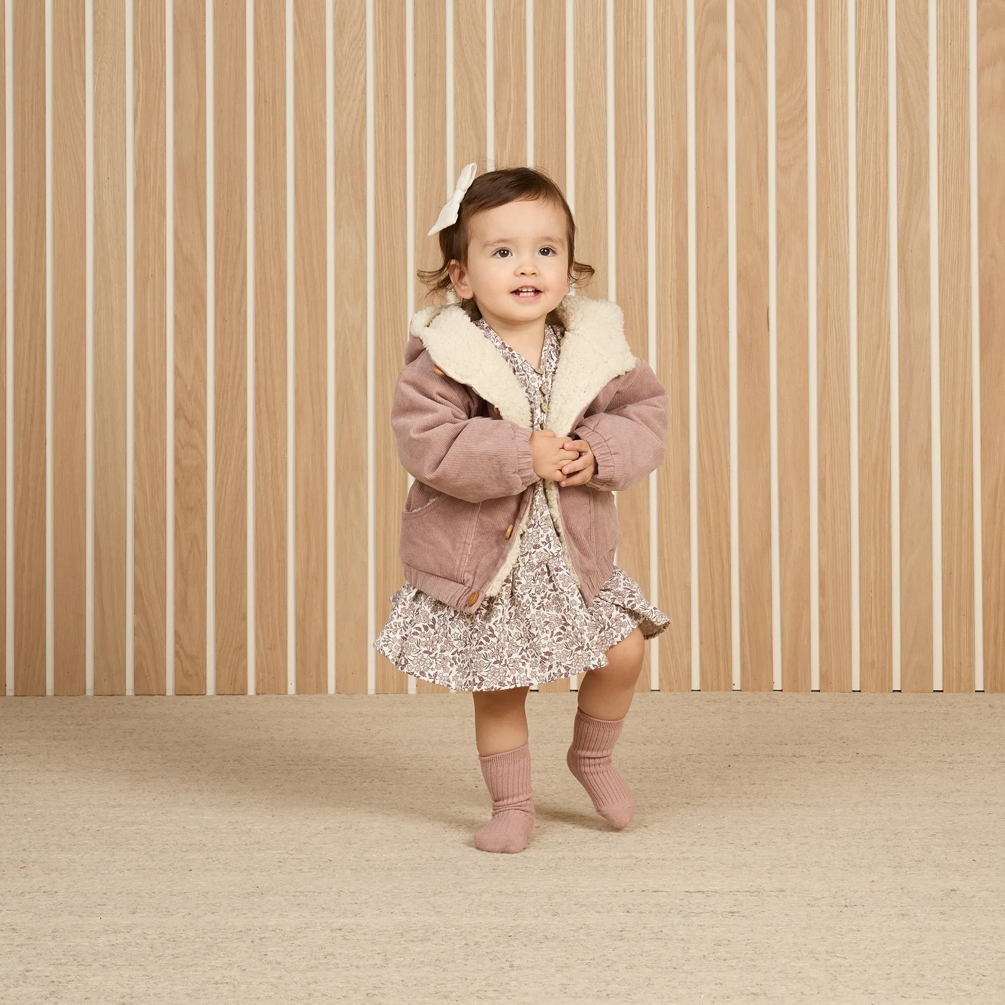 Mauve Hooded Corduroy Jacket - Quincy Mae