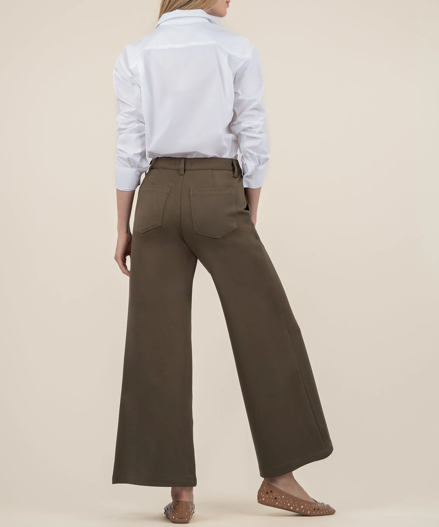 Meg High Rise Wide Leg Twill Trouser