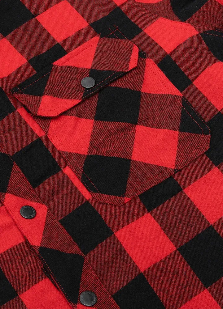 Men's Matching Family Red Buffalo Plaid Hooded Flannel Shacket