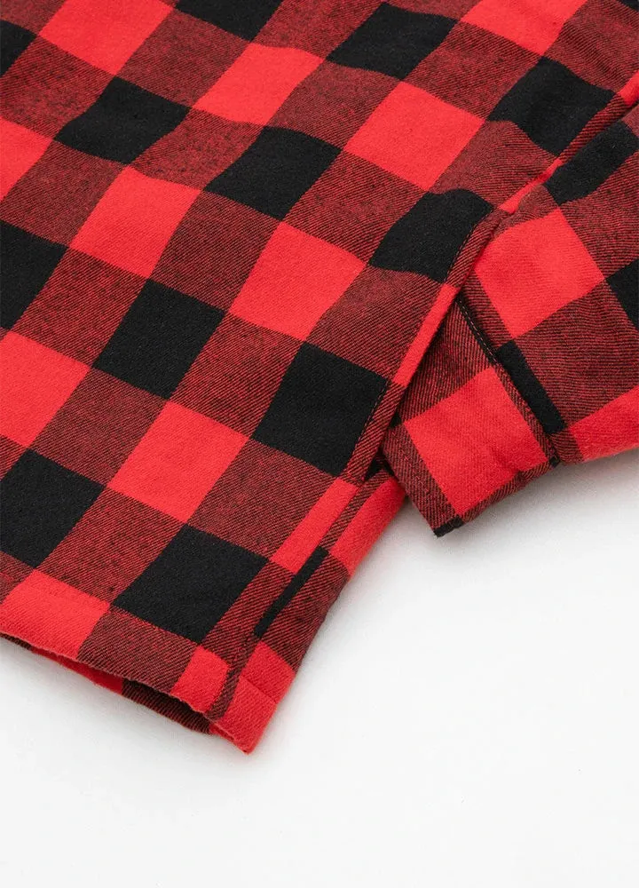 Men's Matching Family Red Buffalo Plaid Hooded Flannel Shacket