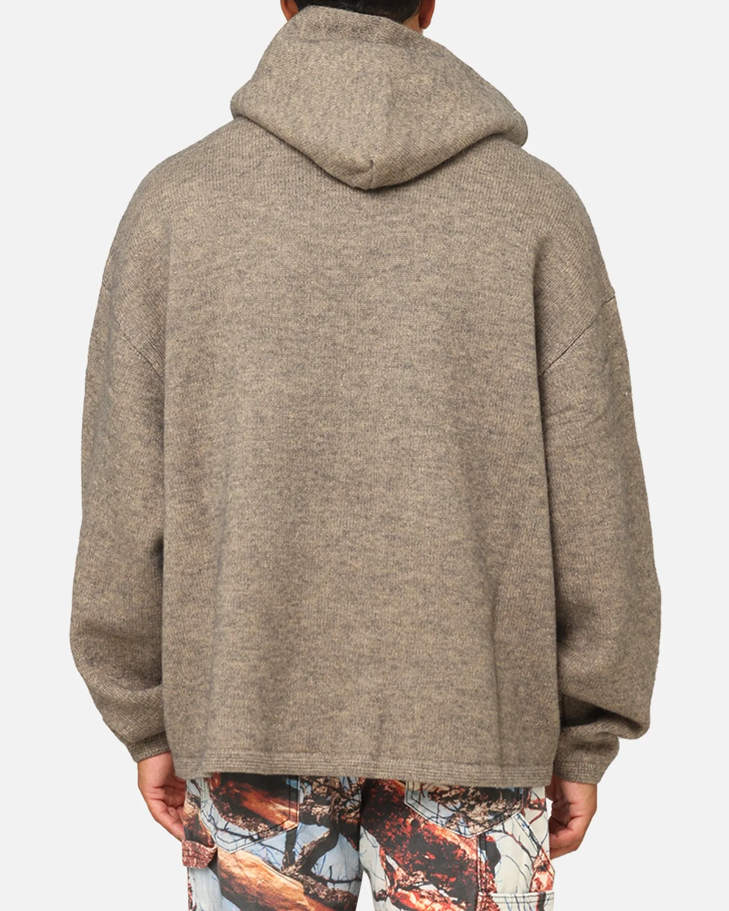 MNML Tonal Grain Knitted Hoodie Brown