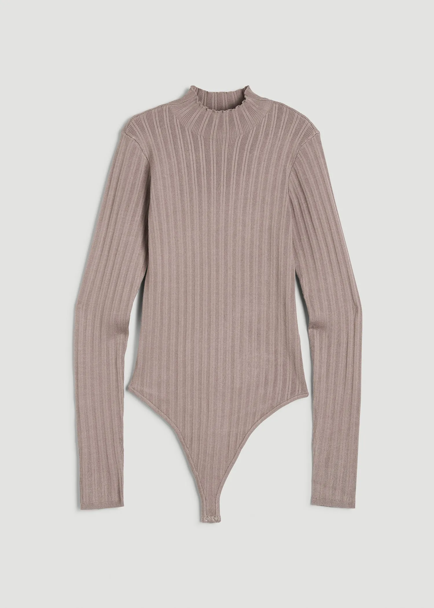 Mock Neck Sweater Bodysuit for Tall Women in Truly Taupe