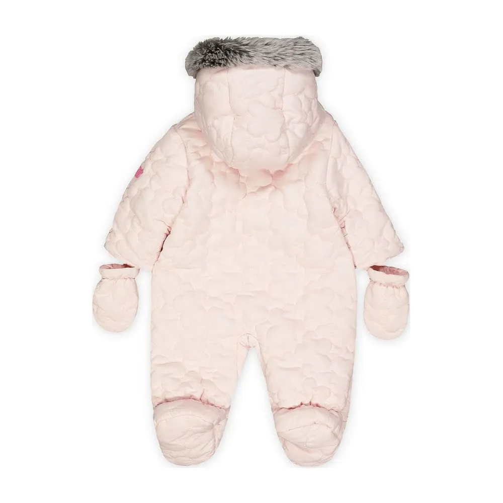 Pink Hooded Quilted Snowsuit