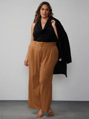 Plus Essential Stretch Pleated Wide Leg Pant