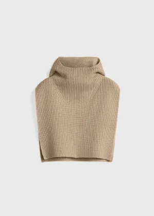 Ribbed wool hoodie bib biscuit