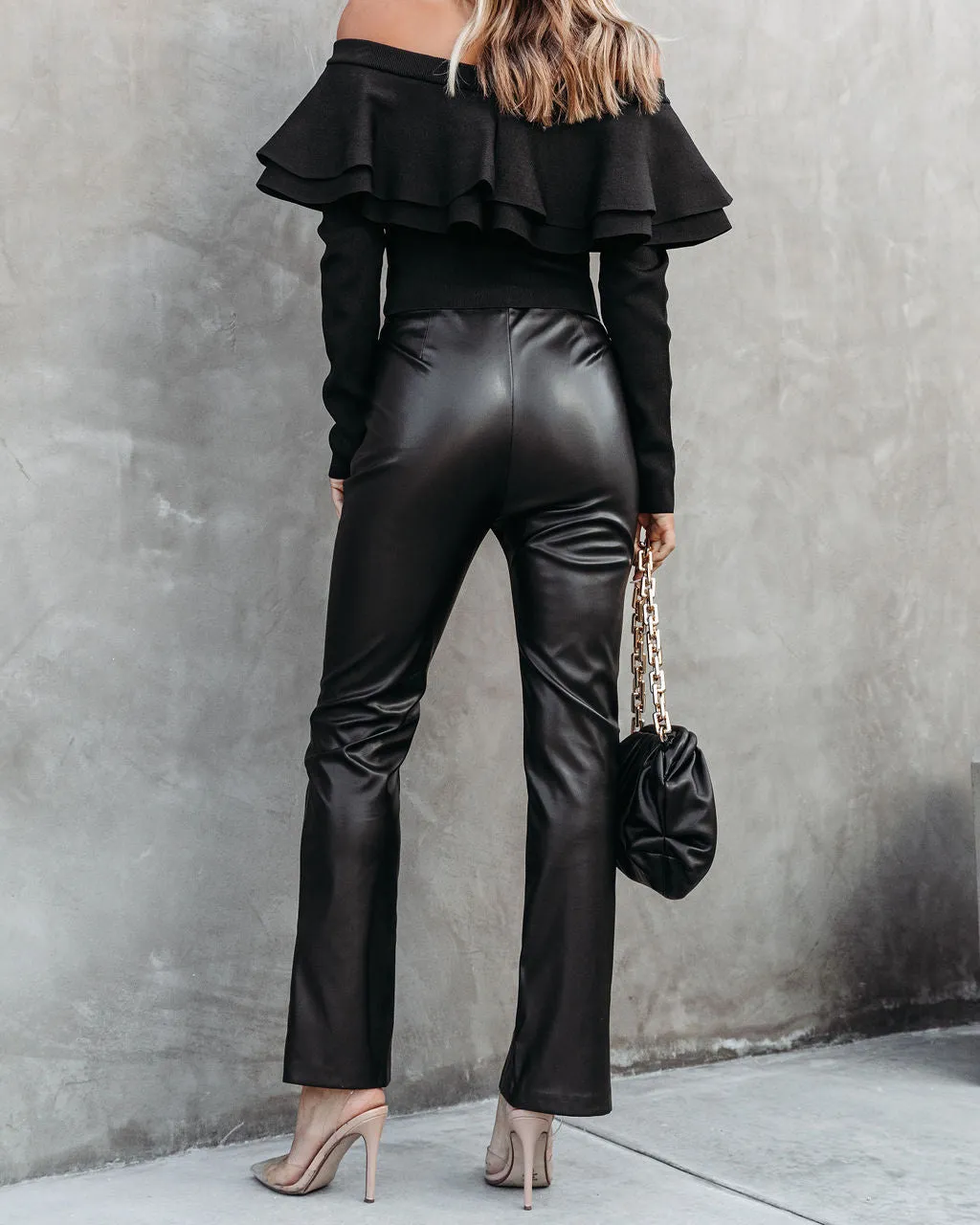 Sandra Faux Leather Split Hem Pants