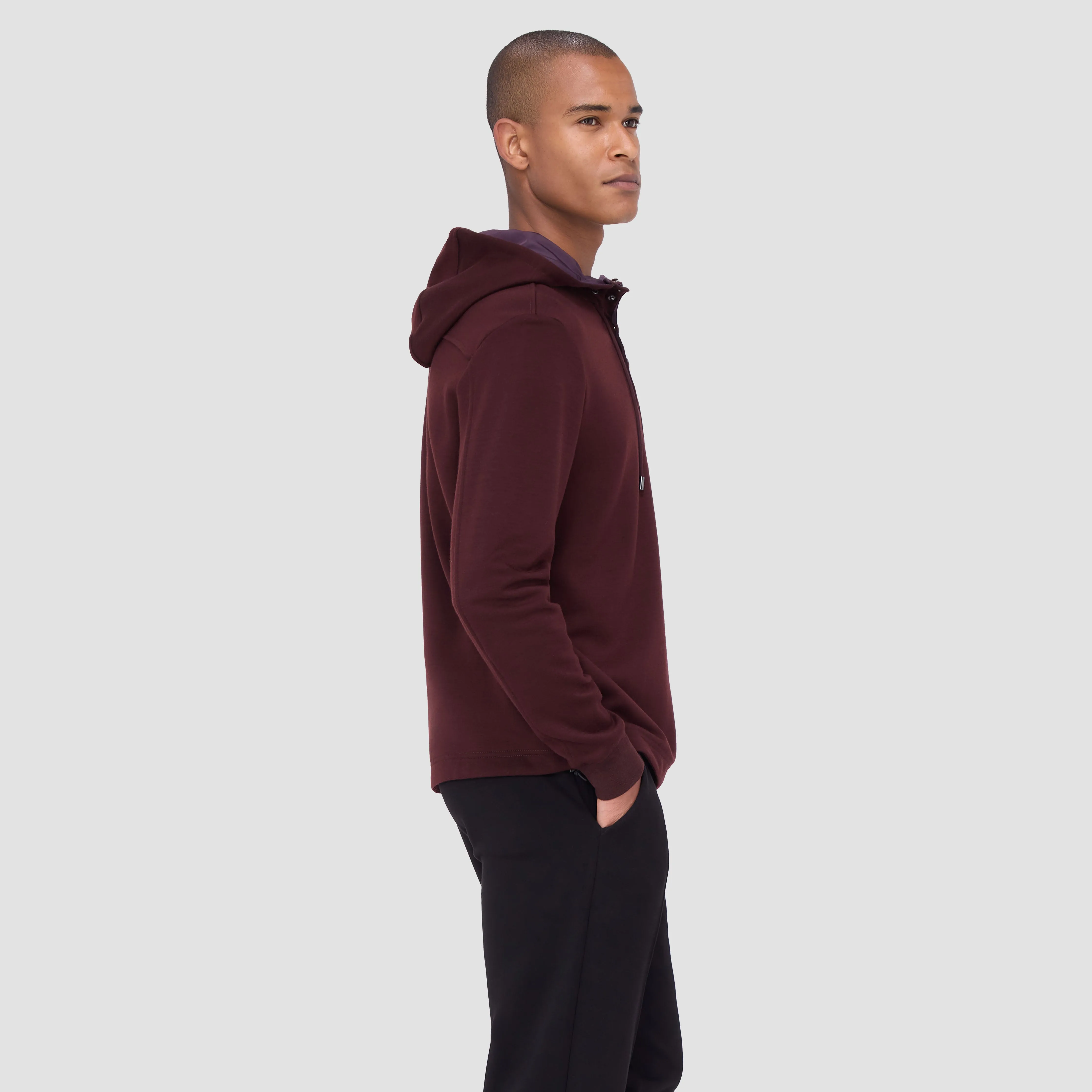 Solid Quarter-Zip Pullover Hoodie