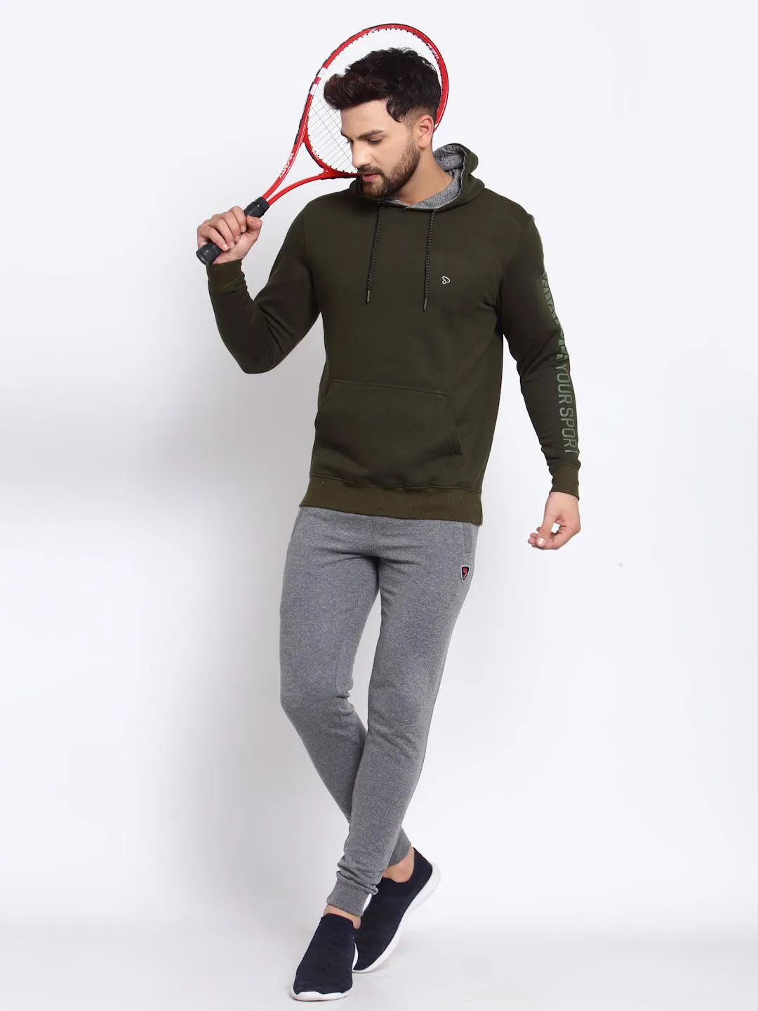 Sporto Men's Hoodie Sweatshirt - Olive Jaspe