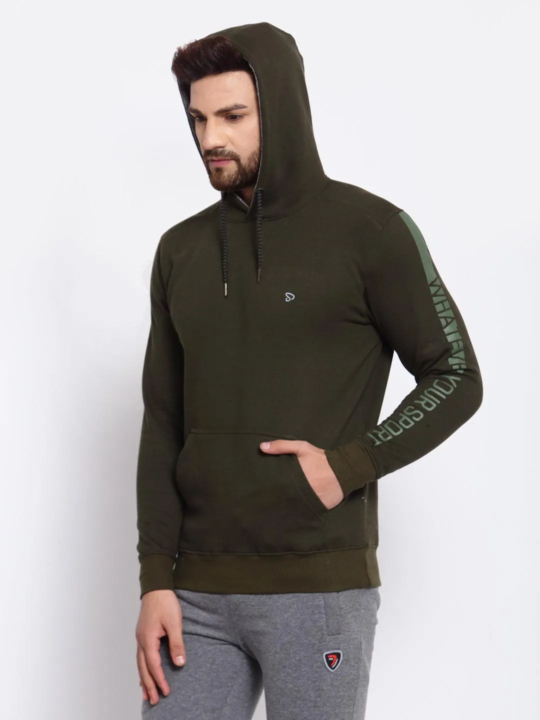 Sporto Men's Hoodie Sweatshirt - Olive Jaspe