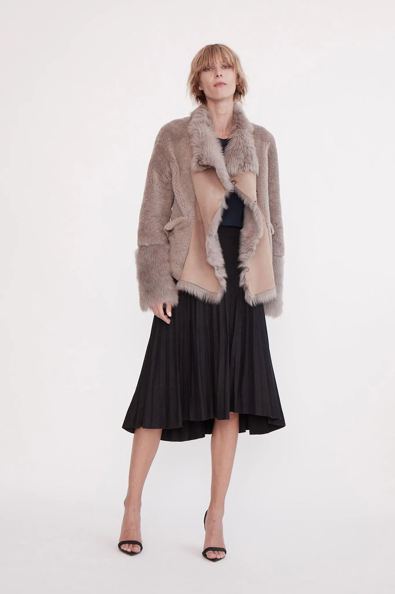 Spring Street Shearling Coat Taupe Shearling