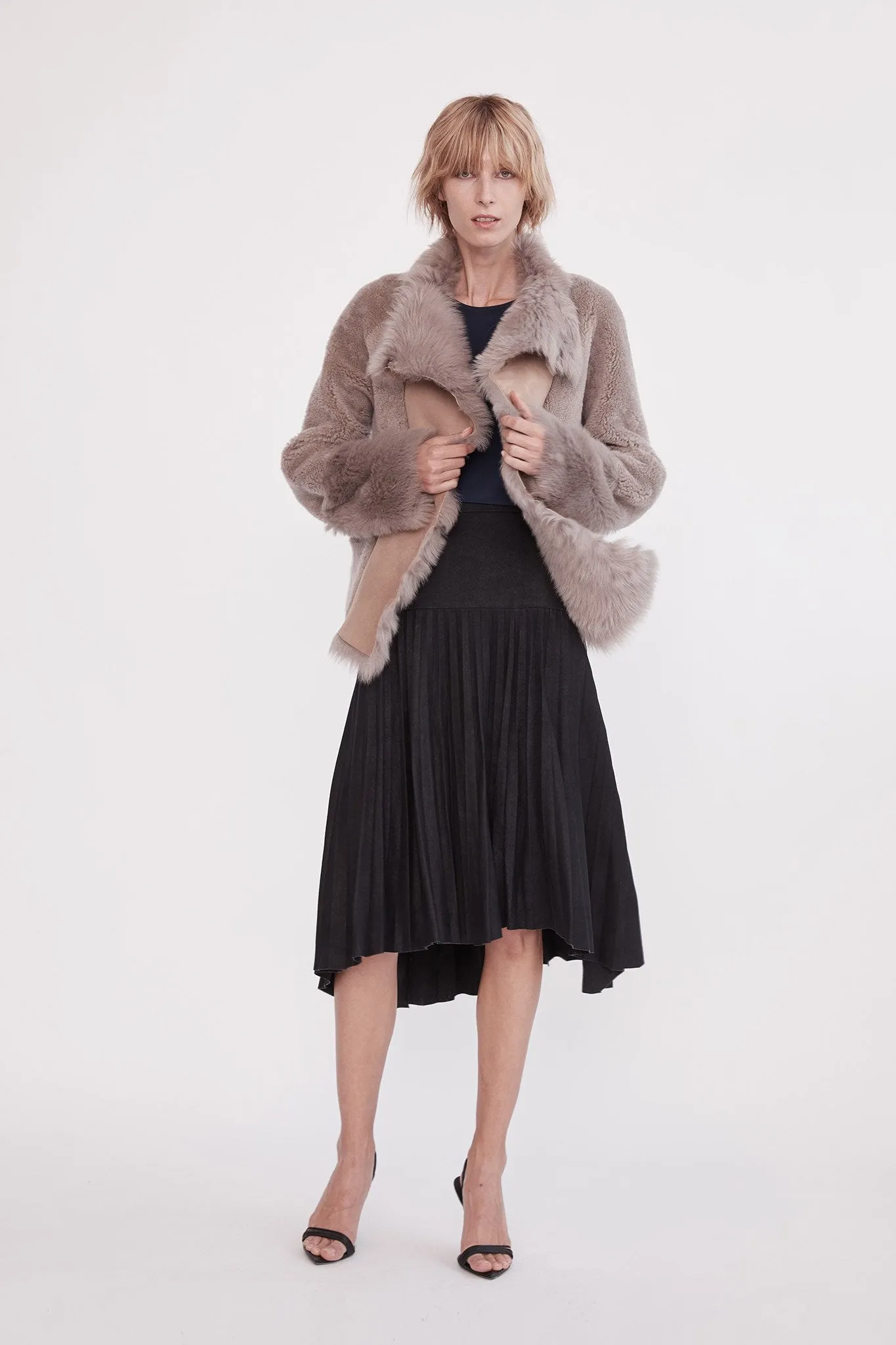 Spring Street Shearling Coat Taupe Shearling