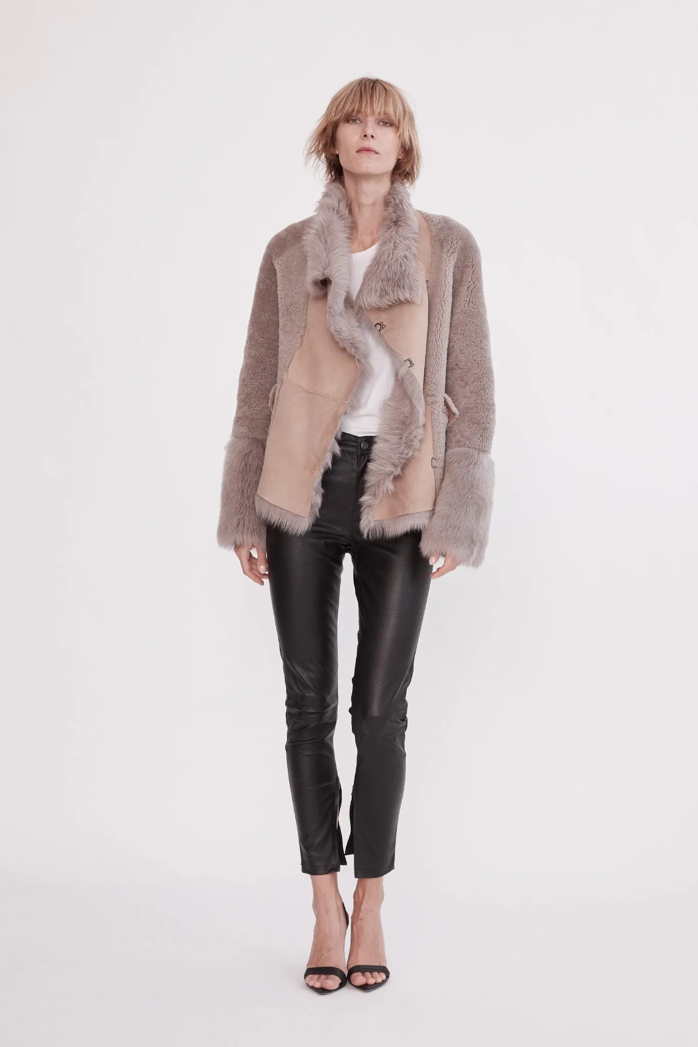 Spring Street Shearling Coat Taupe Shearling