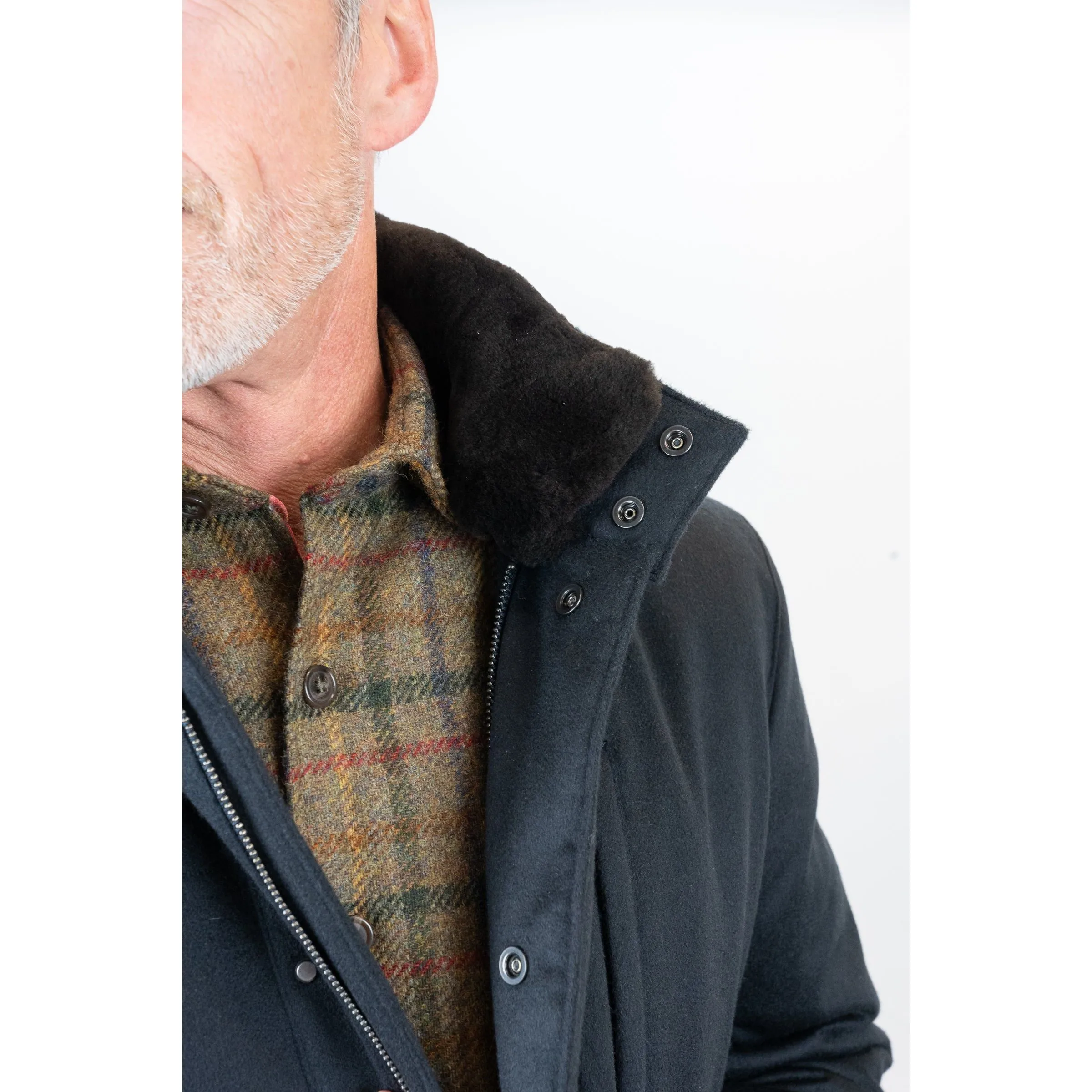 Storm System Cashmere Coat with Shearling Trim