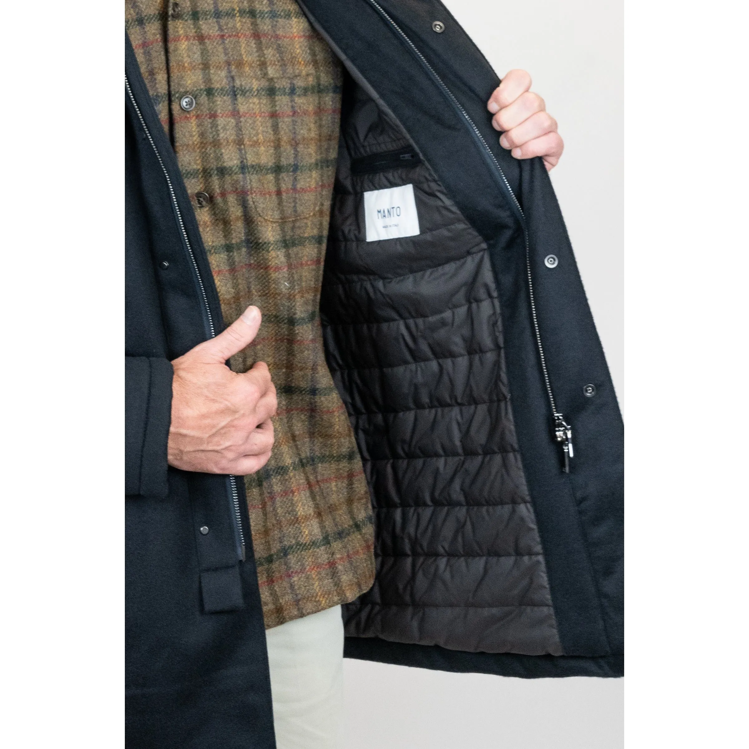 Storm System Cashmere Coat with Shearling Trim