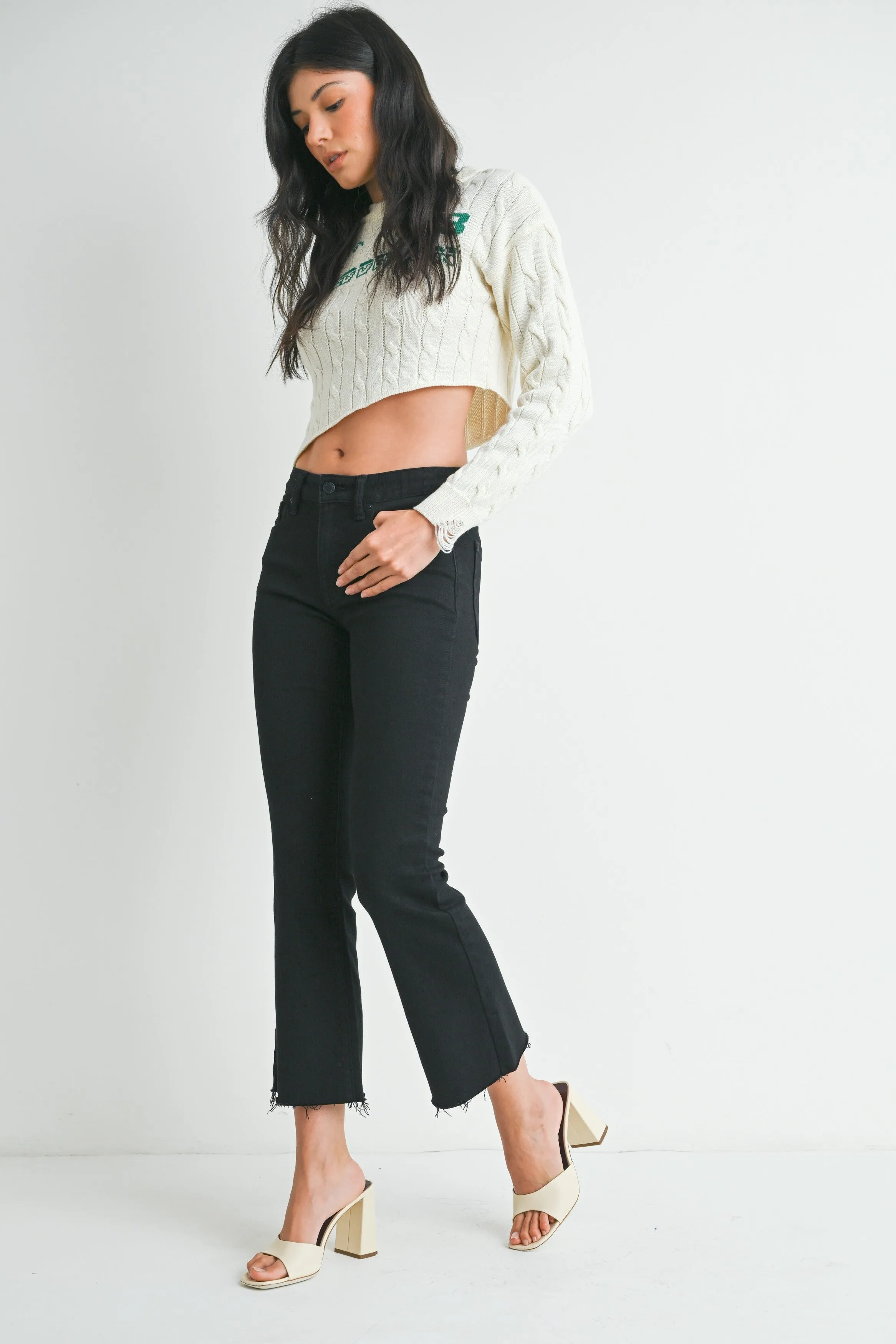 Stretch Cropped Flare Denim