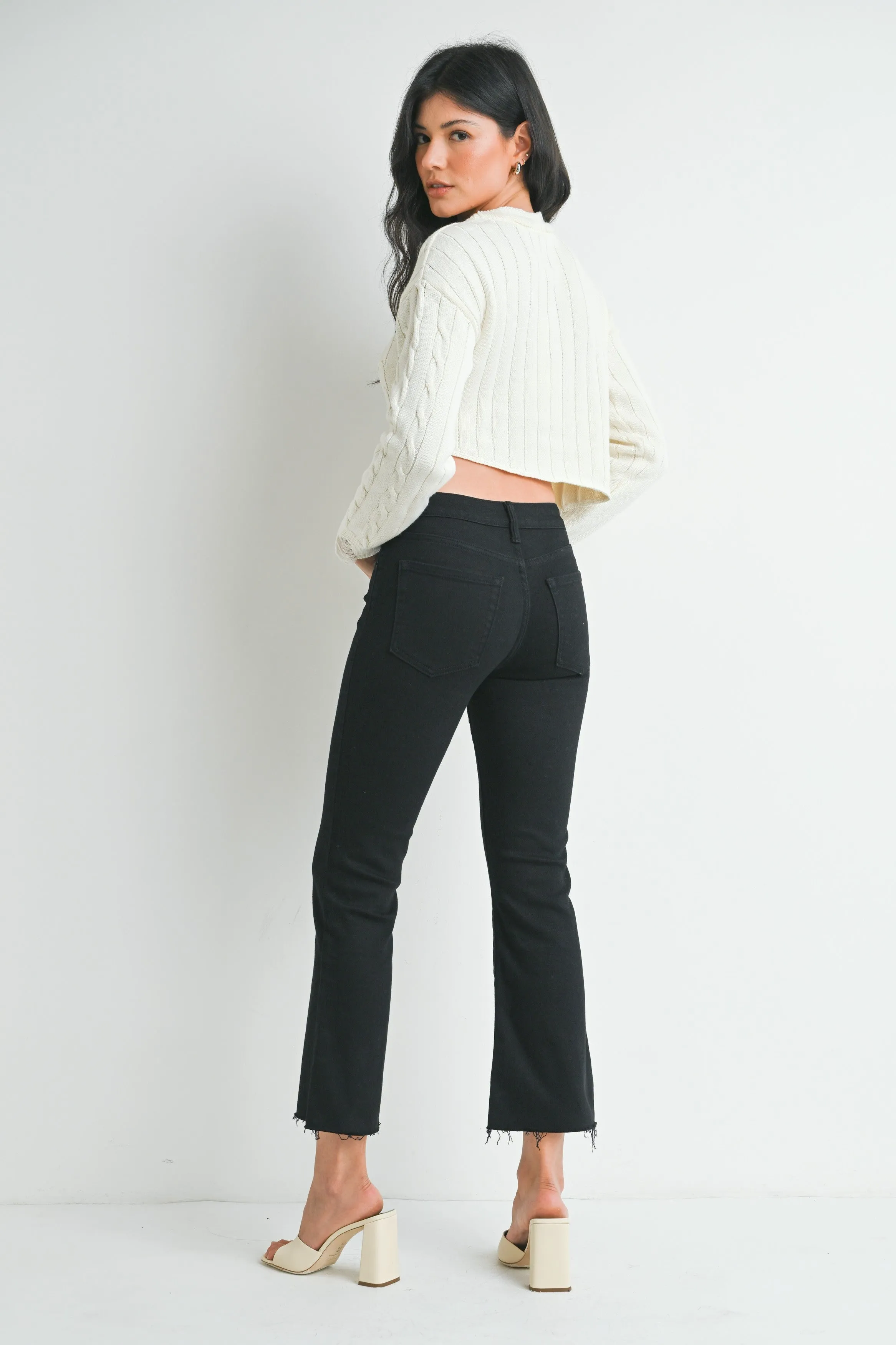 Stretch Cropped Flare Denim