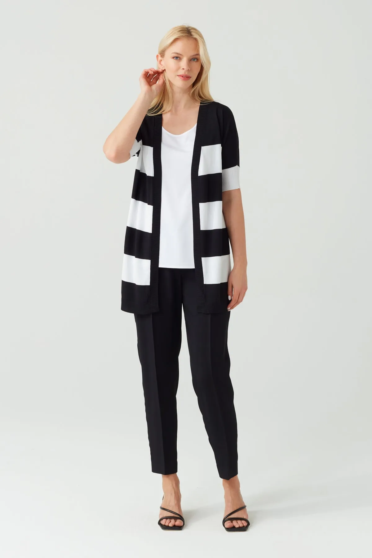 STRIPED LONGLINE CARDIGAN