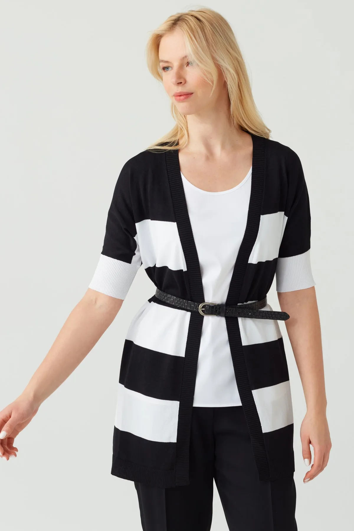 STRIPED LONGLINE CARDIGAN