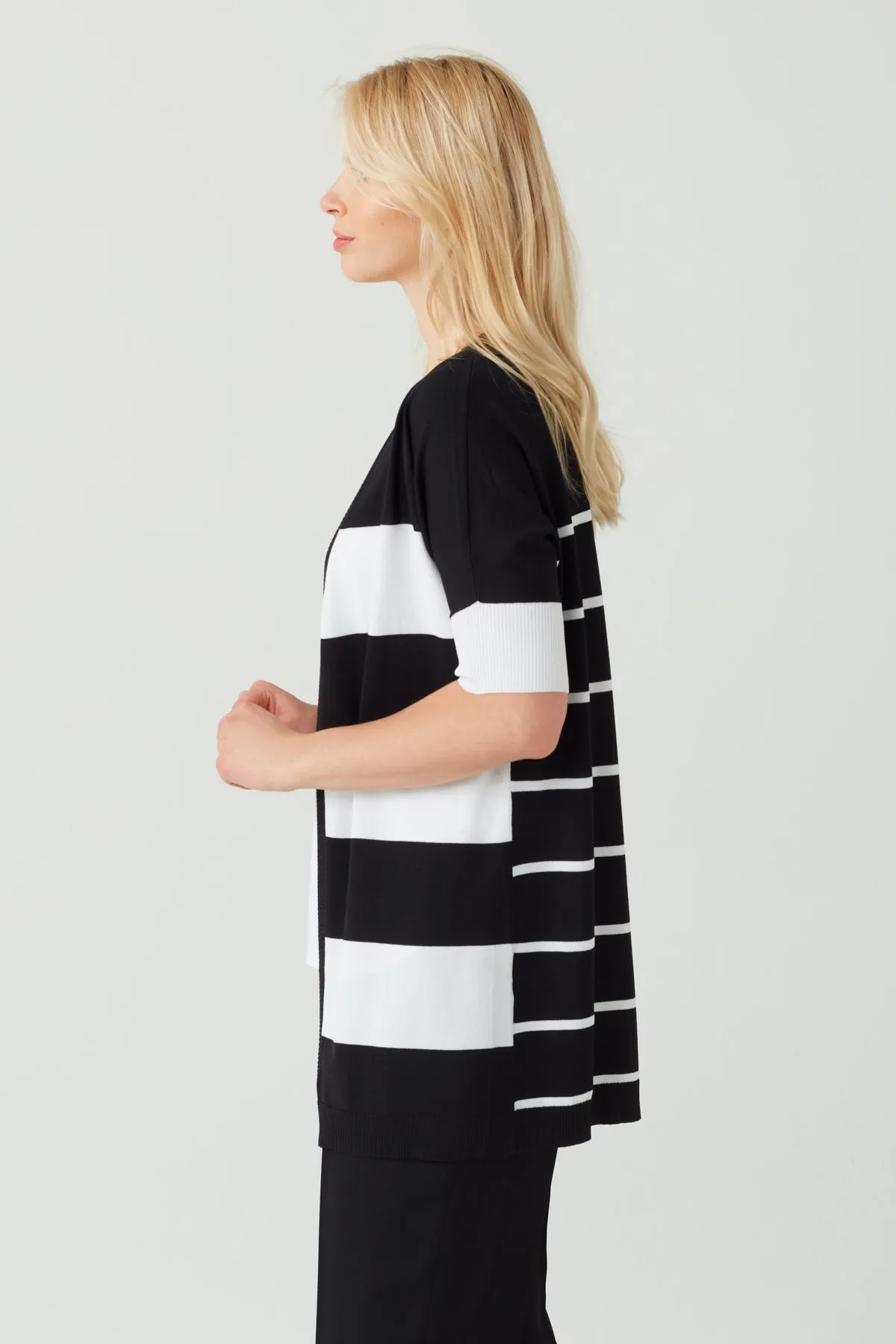 STRIPED LONGLINE CARDIGAN