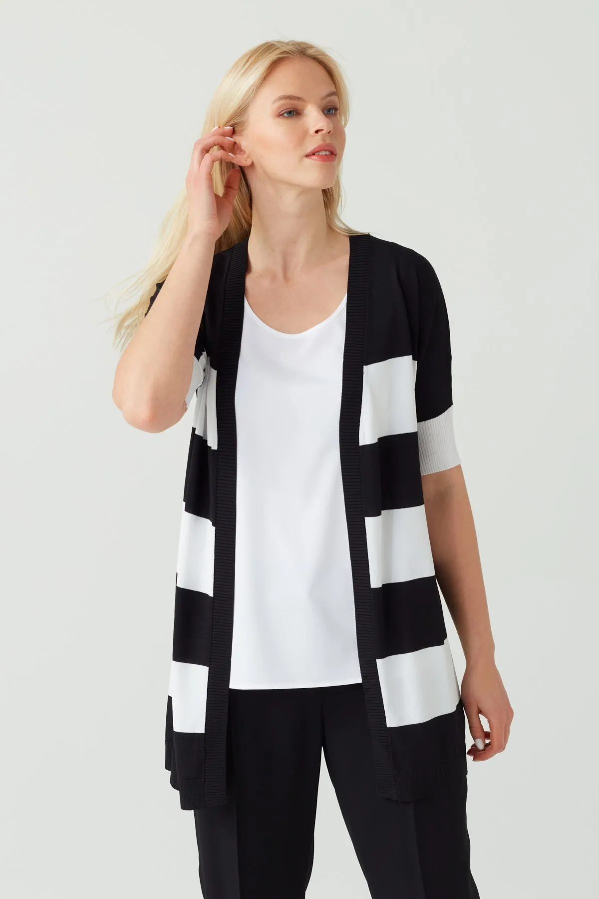 STRIPED LONGLINE CARDIGAN