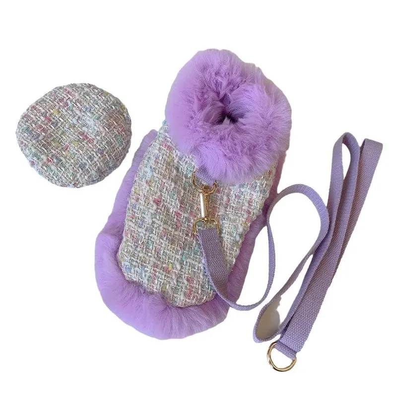 Tres Chic Lilac Tweed Coat, Hat & Leash Set