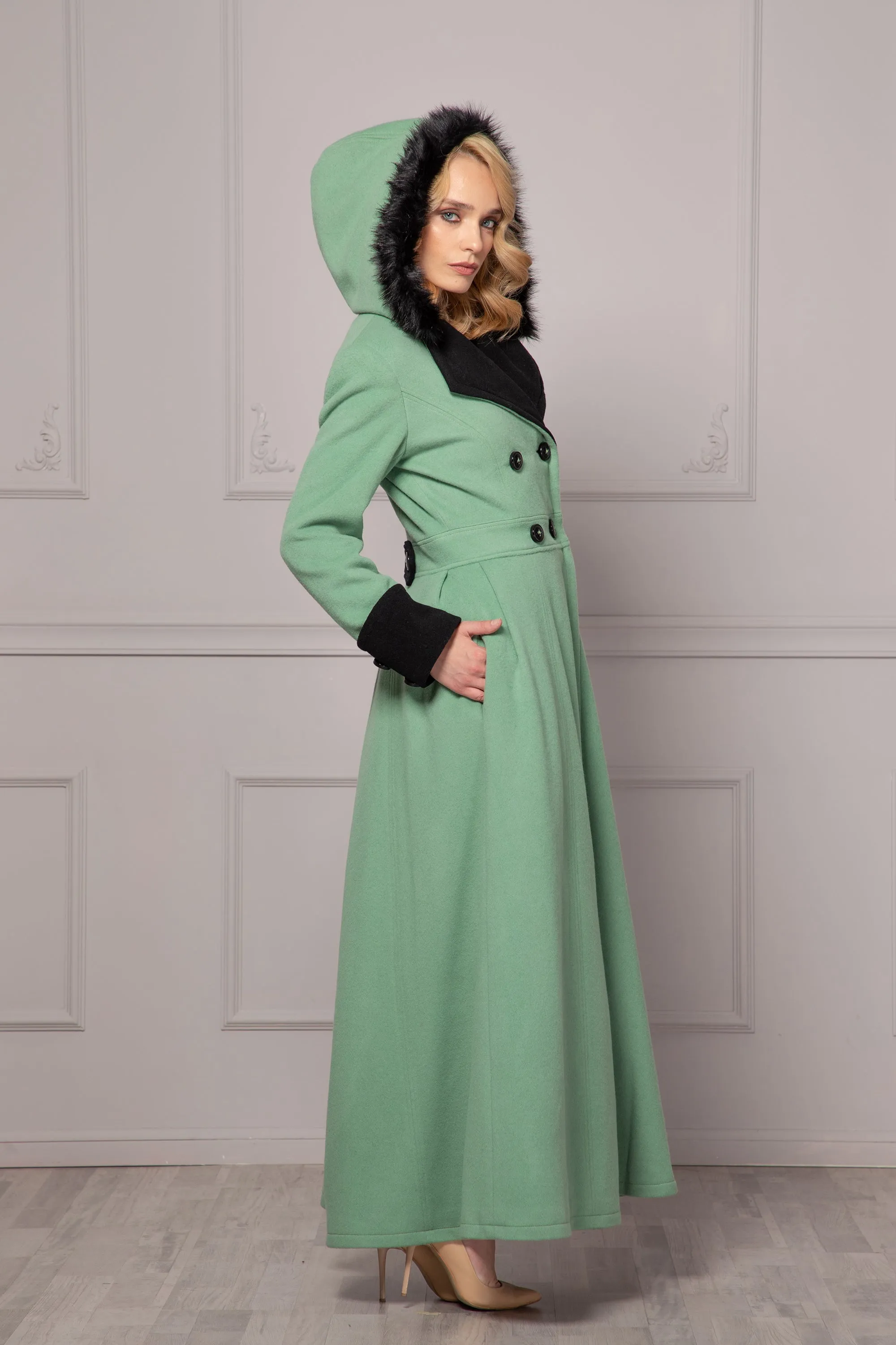 TWO-COLORED MAXI COAT