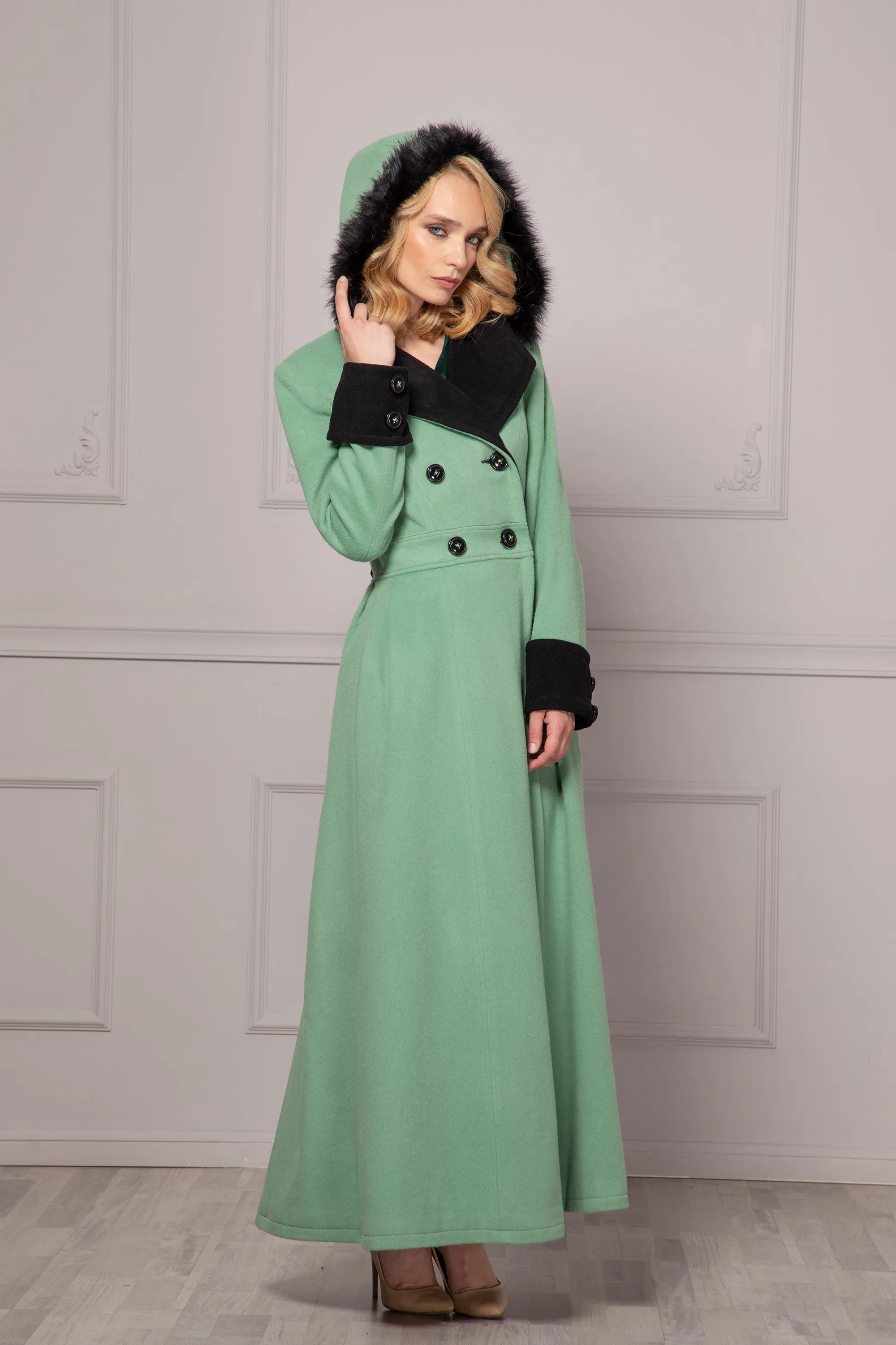 TWO-COLORED MAXI COAT