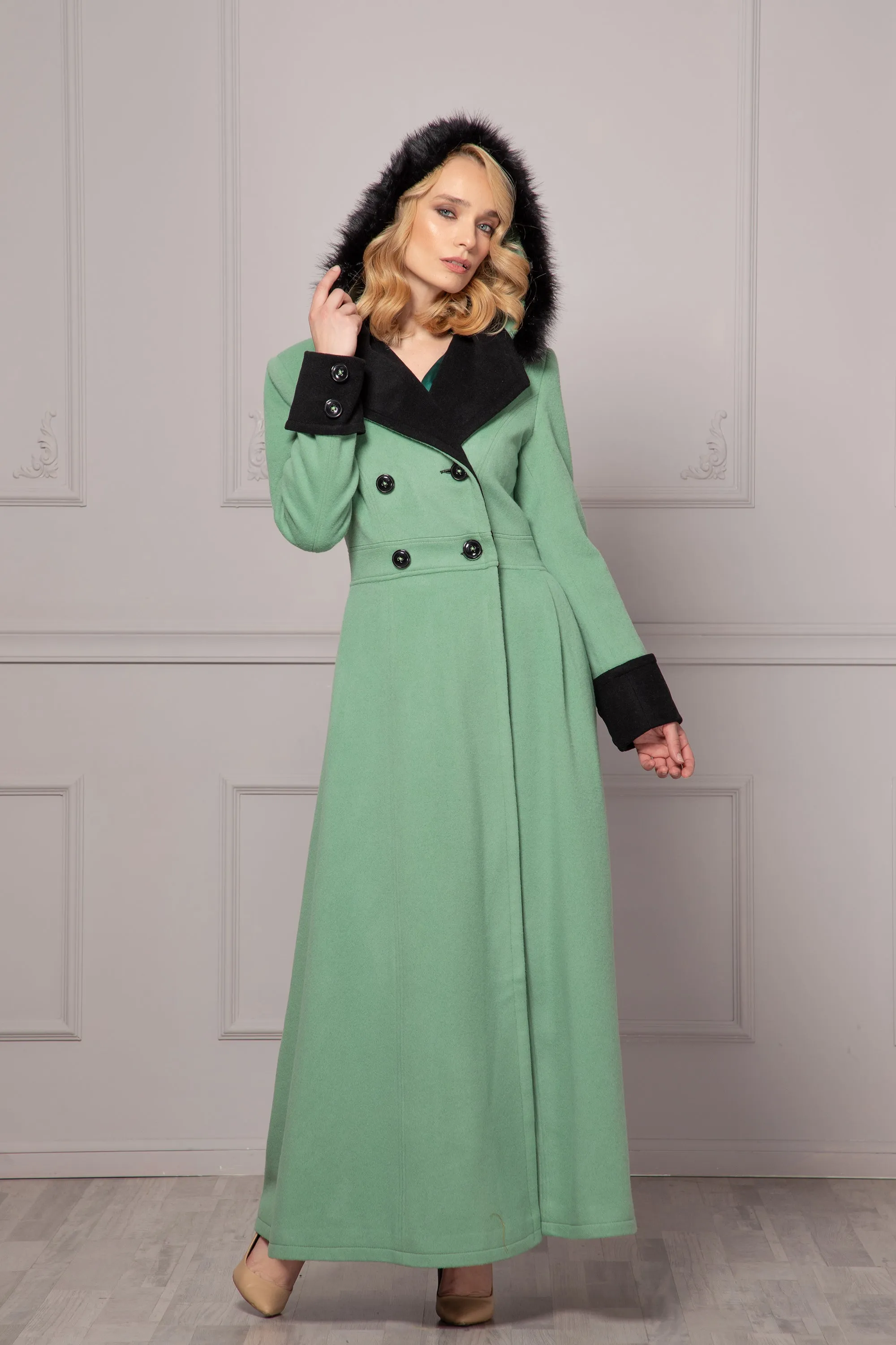 TWO-COLORED MAXI COAT