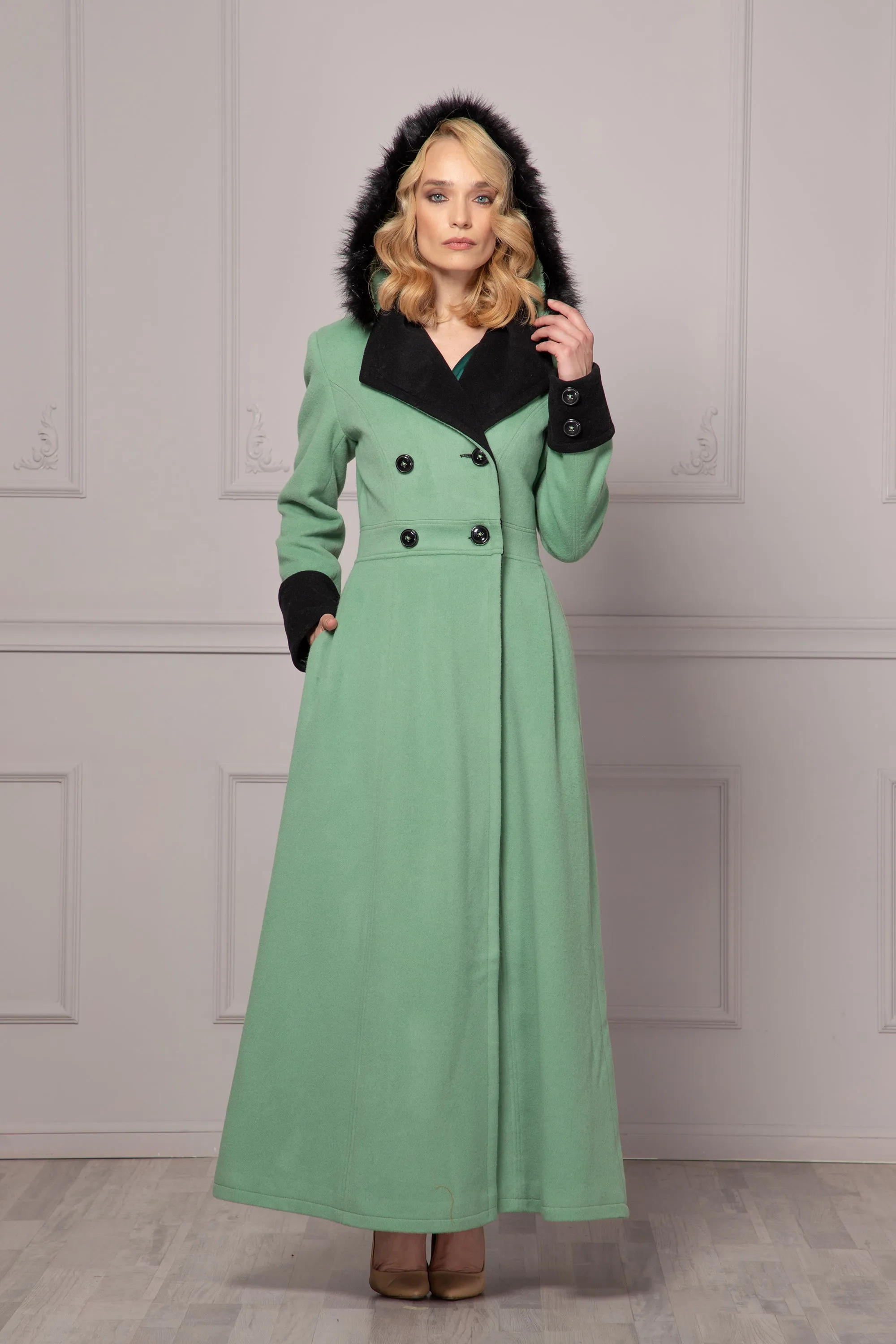 TWO-COLORED MAXI COAT