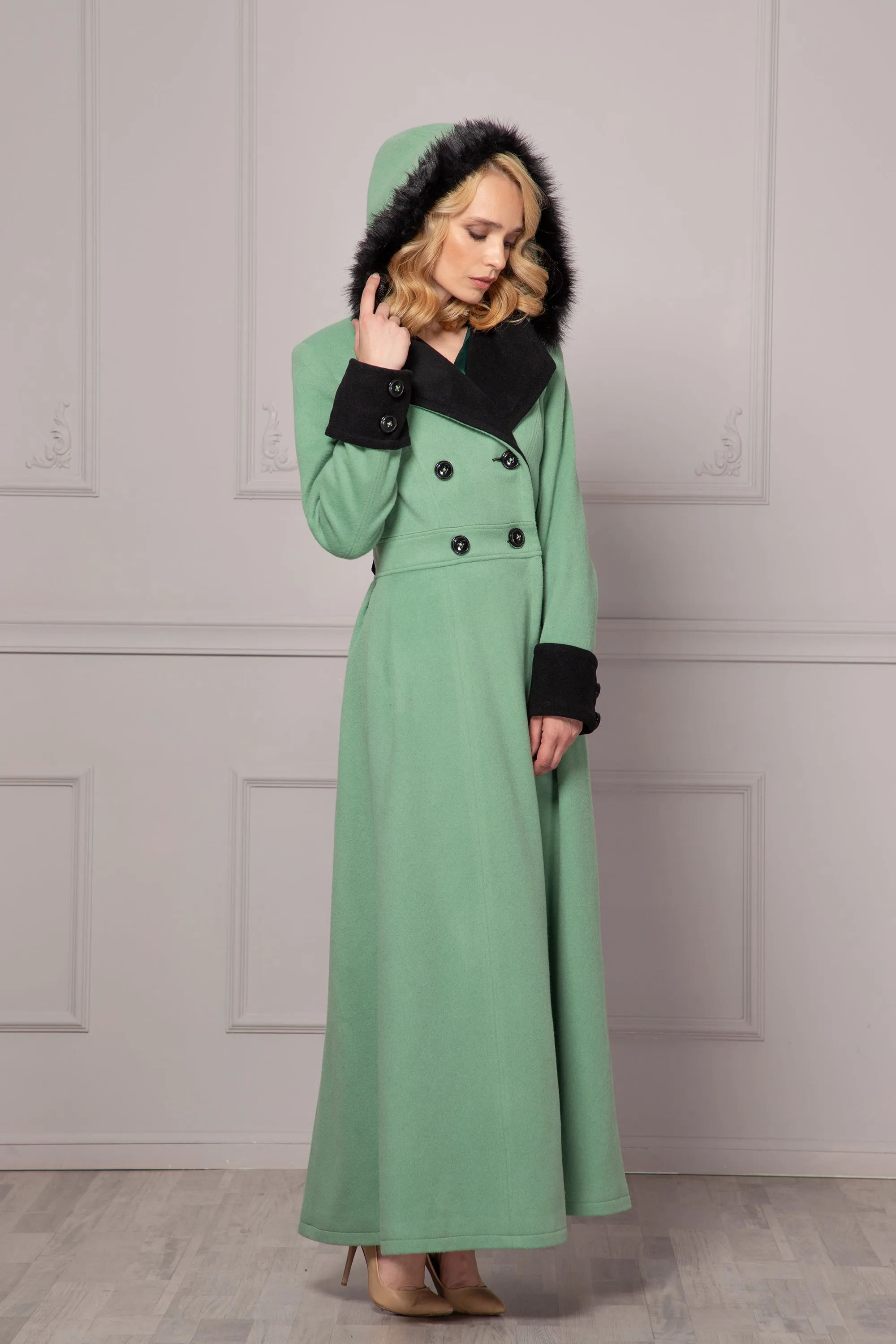 TWO-COLORED MAXI COAT