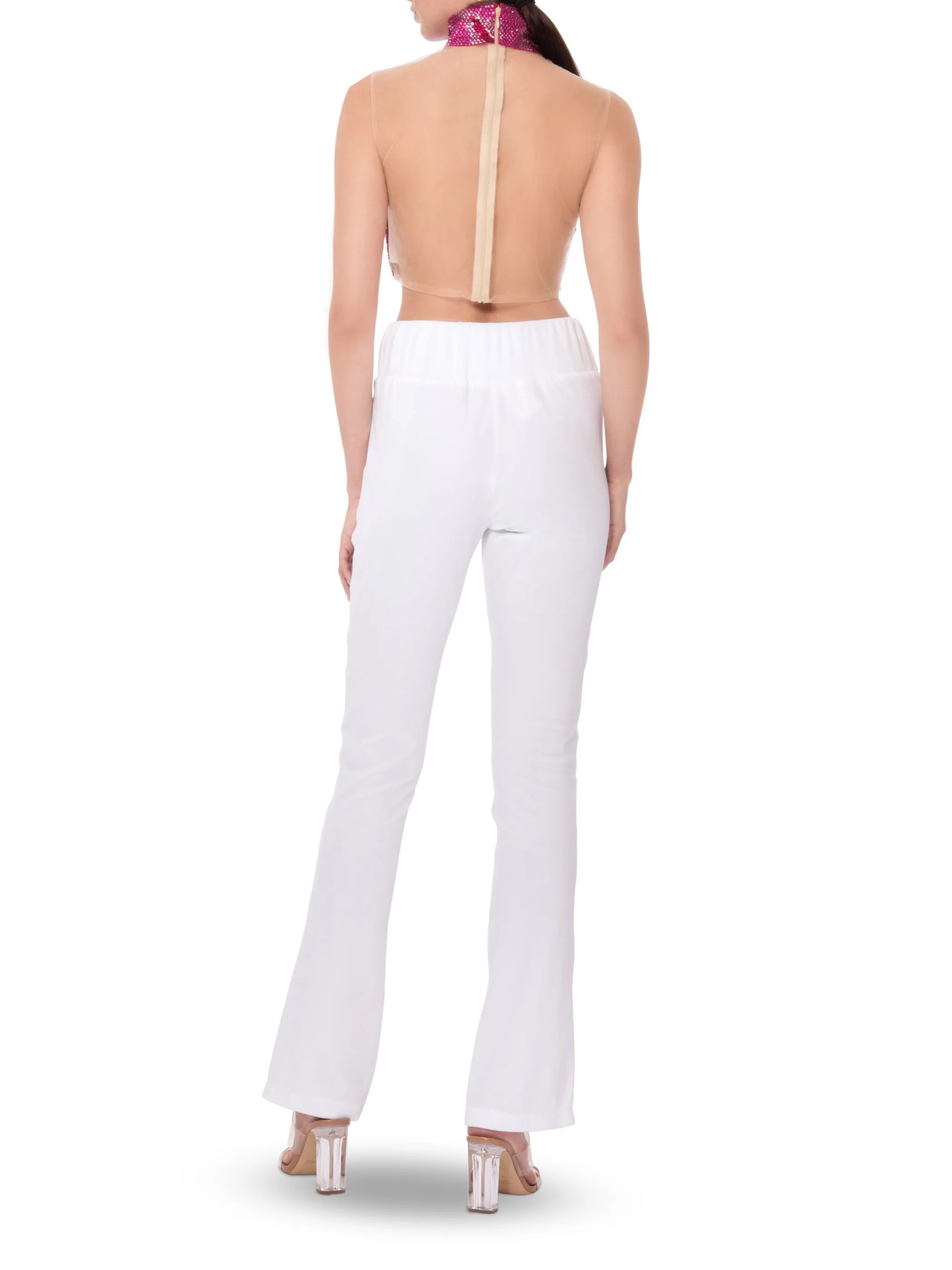 White Velvet Trousers With Side Slits