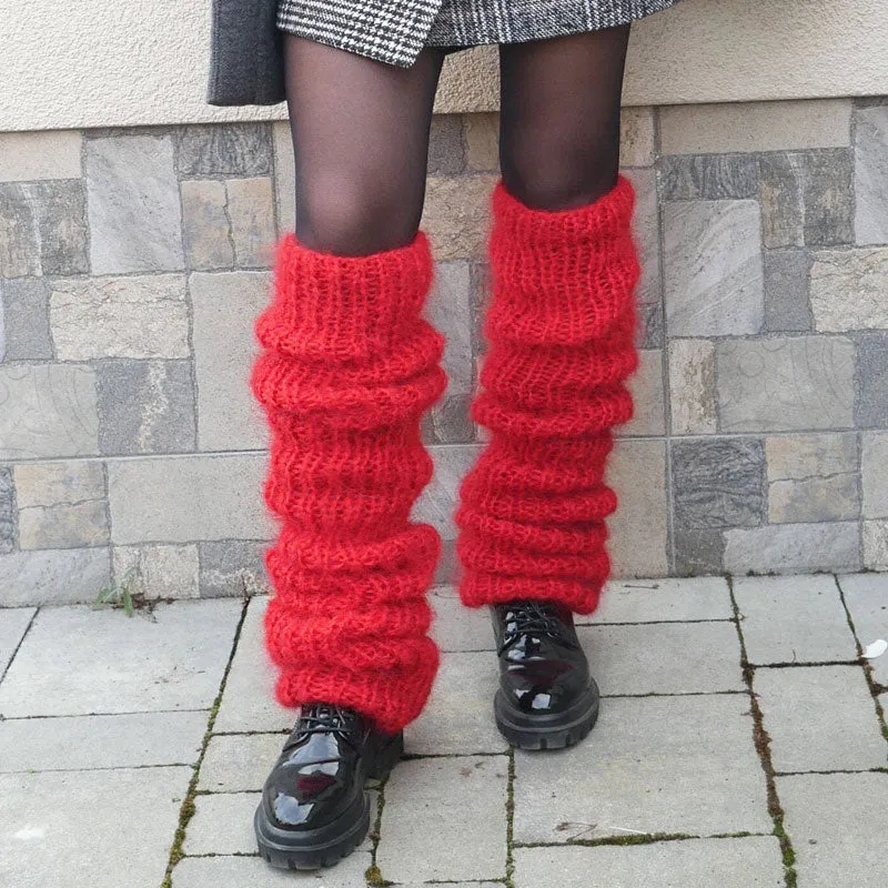 Winter Solid Color Slouchy Thigh High Chunky Knit Leg Warmers