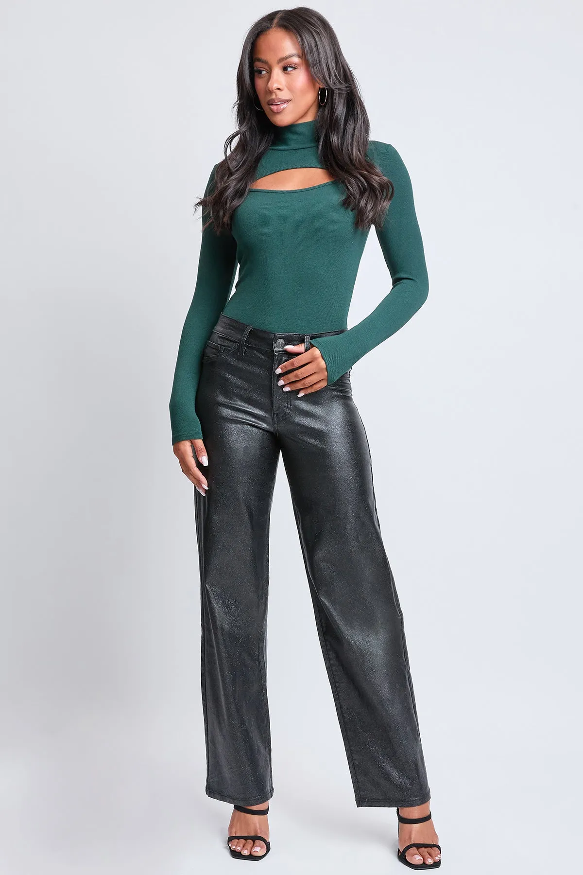 Women's High Rise Hyperstretch Straight Leg Metallic Pant