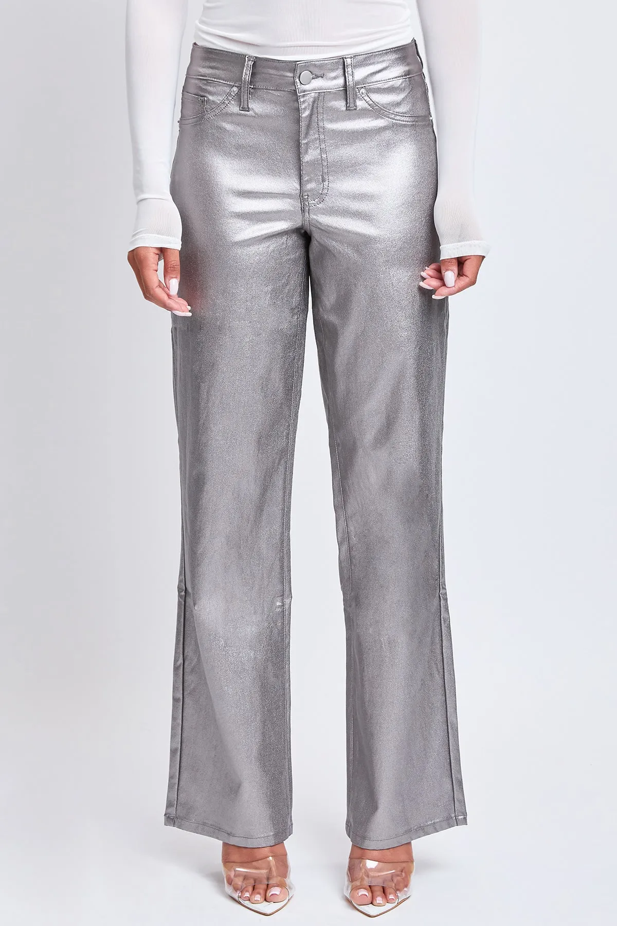 Women's High Rise Hyperstretch Straight Leg Metallic Pant