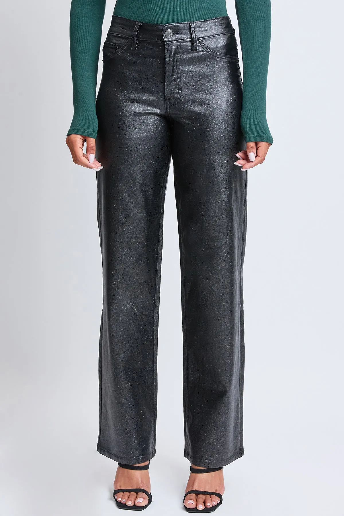 Women's High Rise Hyperstretch Straight Leg Metallic Pant